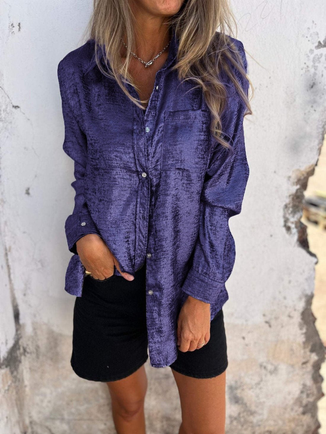 Camicia Metallica in Poliestere Donna
