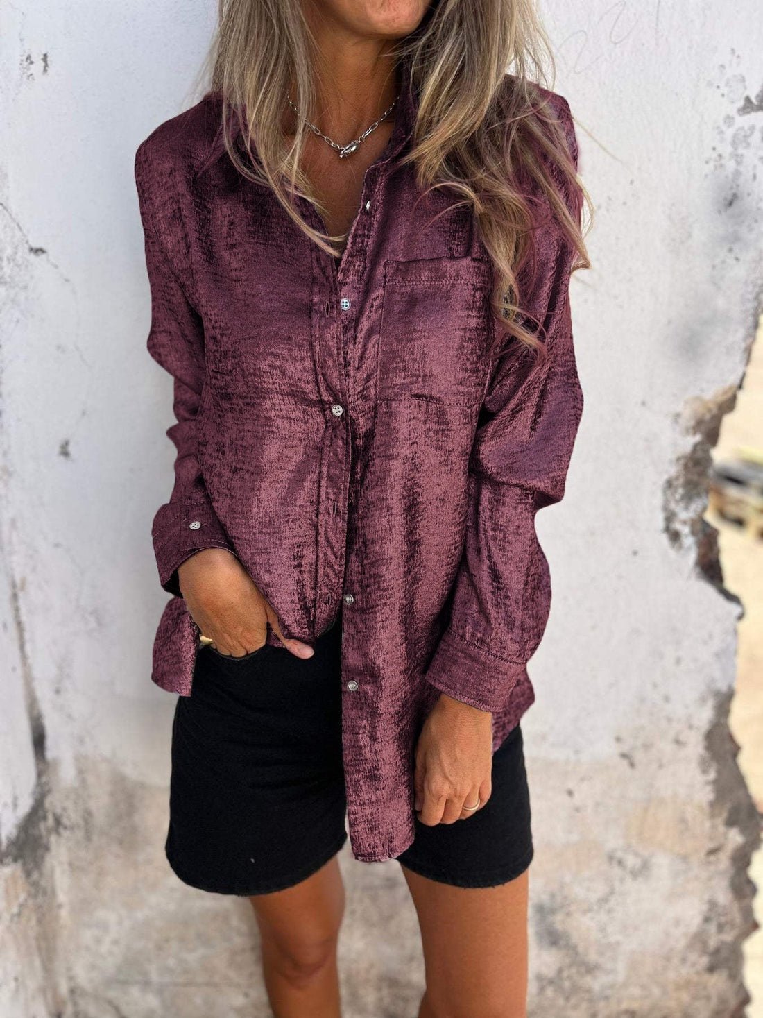 Camicia Metallica in Poliestere Donna