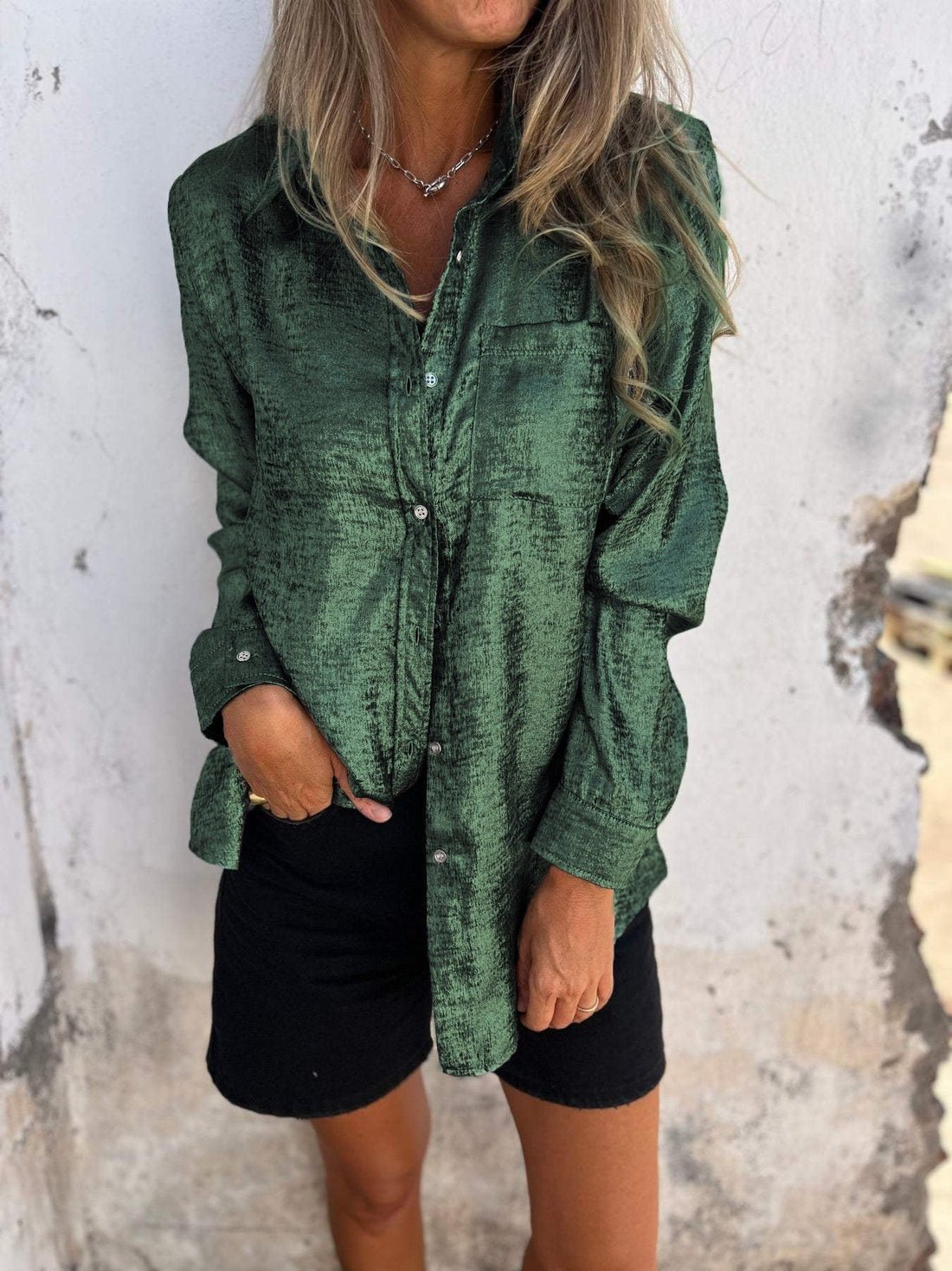 Camicia Metallica in Poliestere Donna