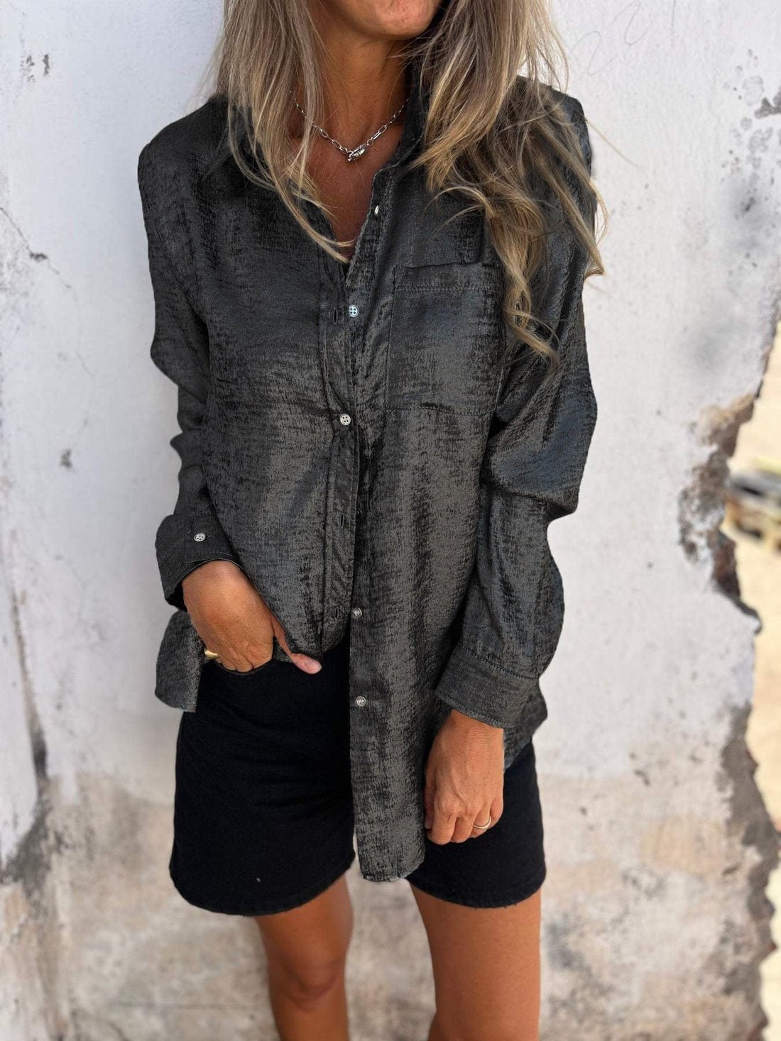 Camicia Metallica in Poliestere Donna