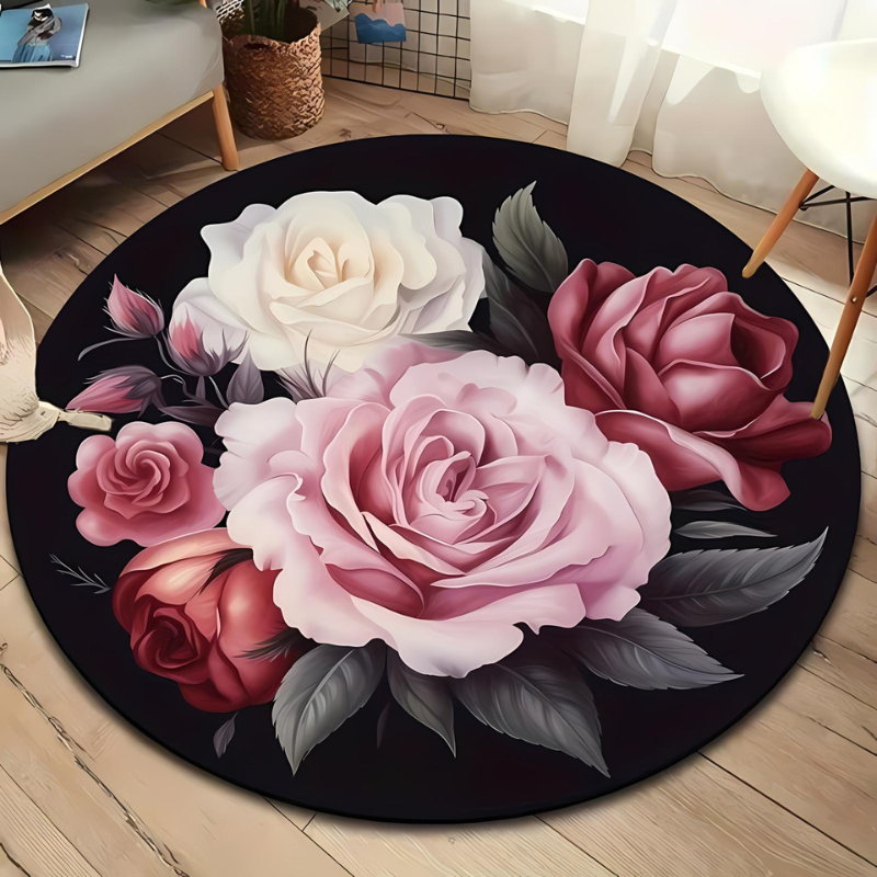 Tapis rond antidérapant pour salon moderne et chambre