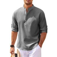 Camicia in Lino Henley a Maniche Lunghe