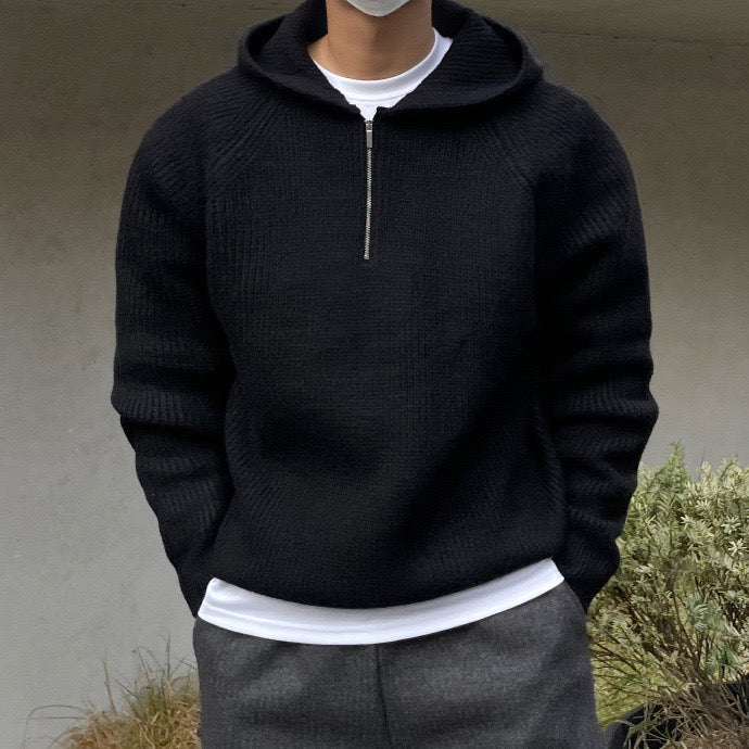 TAEGU Felpa con cappuccio Semi Zip