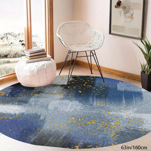 Un tapis rond moderne chic et lavable avec surface antidérapante pour salon élégant