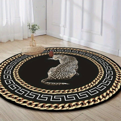 JungleElegance® Tapis Rond Léopard – Élégant & Luxueux pour Votre Maison