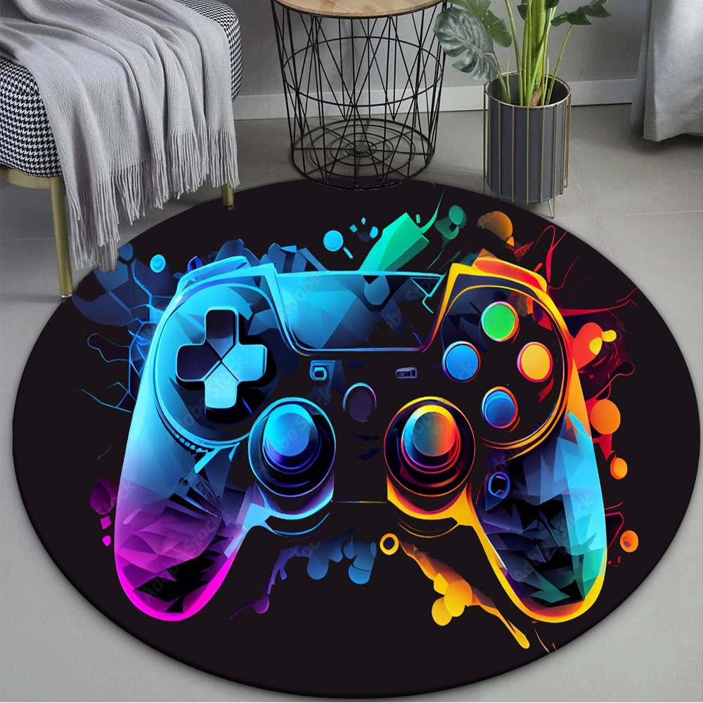 RugMaster® Tapis rond en forme de gamepad pour les gamers soucieux de style