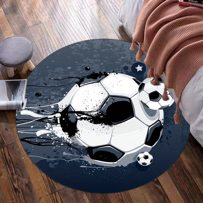 FussballFieber® Tapis Rond Douillet avec Anti-Dérapant pour Salon et Chambre