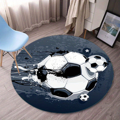 FussballFieber® Tapis Rond Douillet avec Anti-Dérapant pour Salon et Chambre