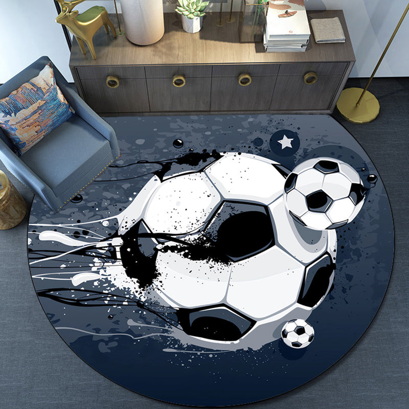 FussballFieber® Tapis Rond Douillet avec Anti-Dérapant pour Salon et Chambre