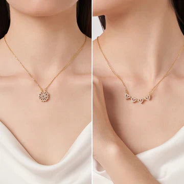Collana 2 in 1 cuore e quadrifoglio per donna | Porta fortuna e pendente scintillante