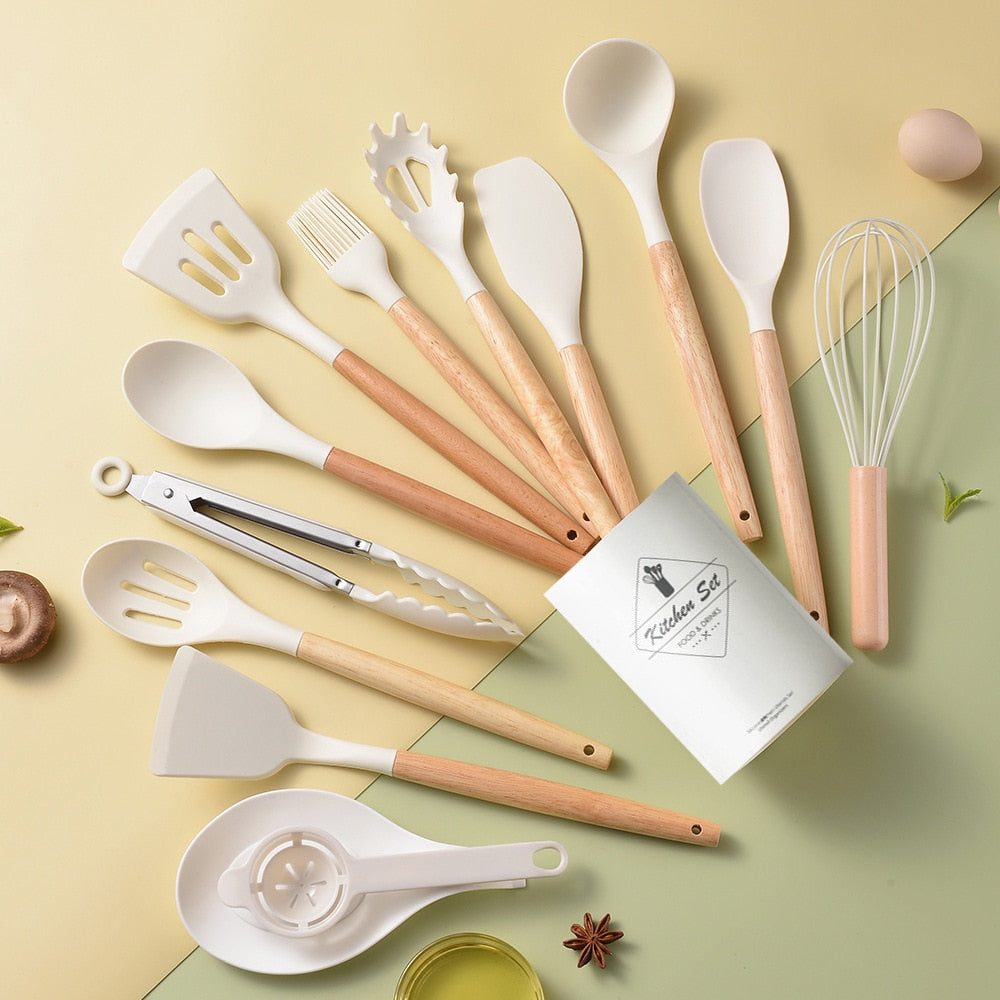 ensemble d'ustensiles de cuisine spatule en silicone