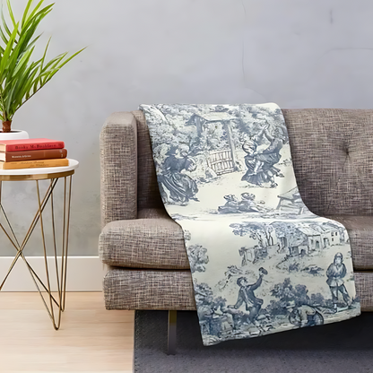 MaisonChic® Couverture Toile de Jouy Luxueuse pour des Accents D'élégance à la Maison