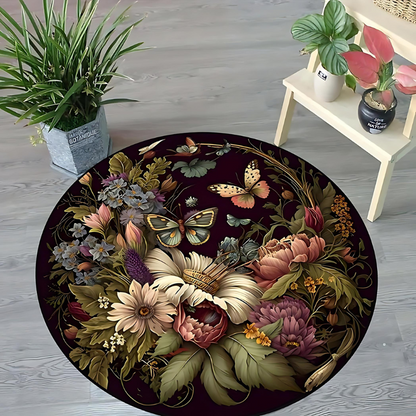 ButterflyGlam® Tapis Rond Élégant pour un Intérieur Stylé