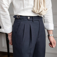 Pantaloni Uomo a Vita Alta in Tessuto Bubble Yarn – Eleganza e Traspirabilità