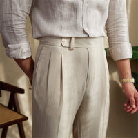 Pantaloni Uomo a Vita Alta in Tessuto Bubble Yarn – Eleganza e Traspirabilità