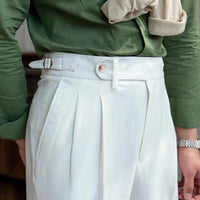 Pantaloni Uomo a Vita Alta in Tessuto Bubble Yarn – Eleganza e Traspirabilità