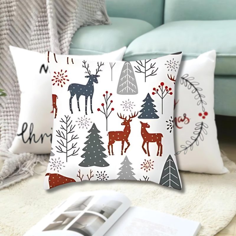 Housse de coussin Noël 45x45 pour décoration fêtes