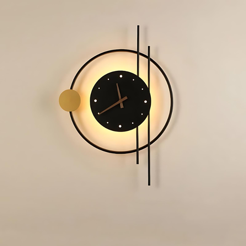 ArtTime® Élégante Horloge Murale Métallique-Dorée avec Éclairage LED