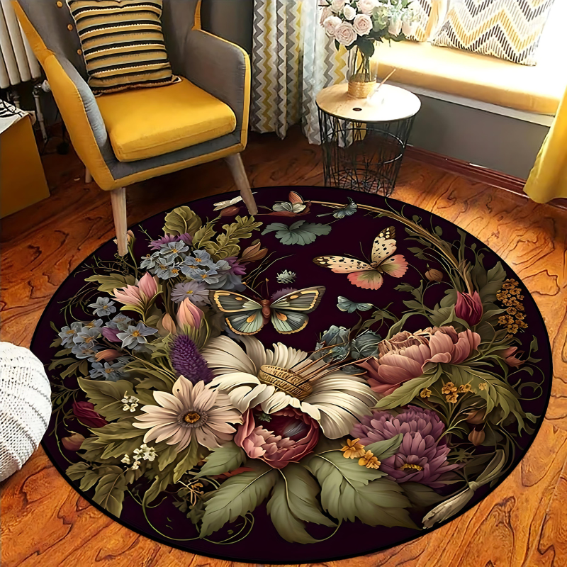 ButterflyGlam® Tapis Rond Élégant pour un Intérieur Stylé