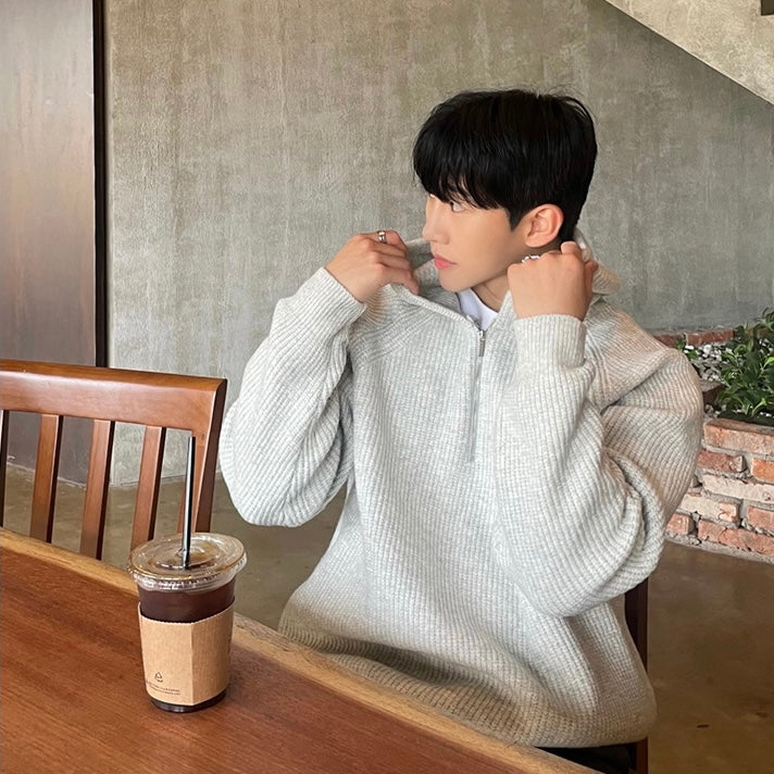 TAEGU Felpa con cappuccio Semi Zip