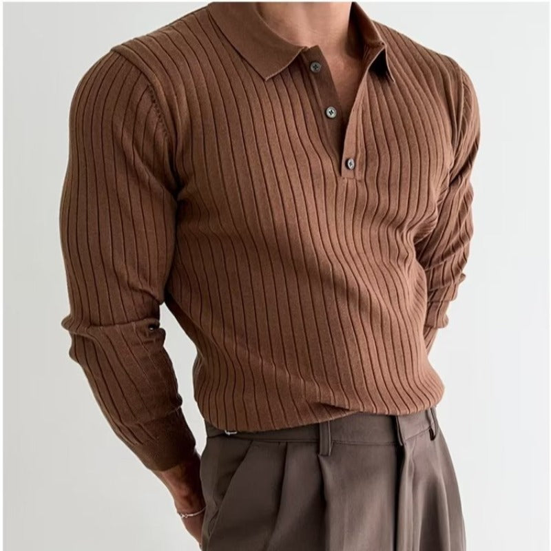 Maglione a Polo con Colletto Maniche Lunghe Uomo