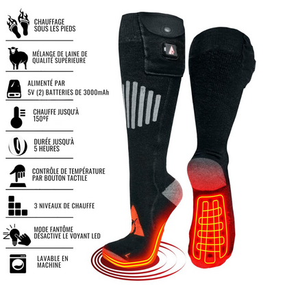 Chaussettes Chauffantes Unisexes Heat® 5V avec Batterie en Laine