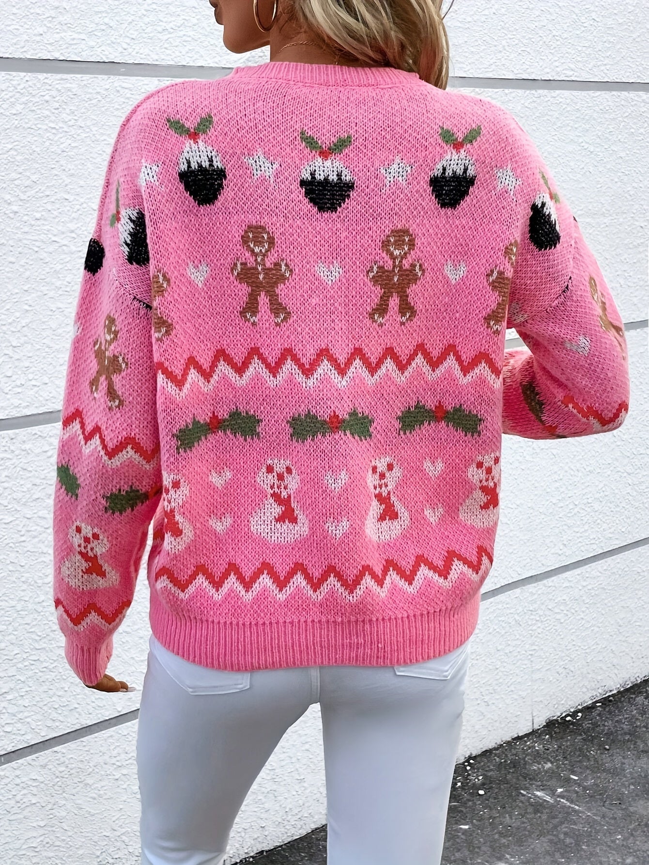 Anna® Pull Noël pour Femme avec Motifs de Bonhommes en Pain d'épice et Sapin