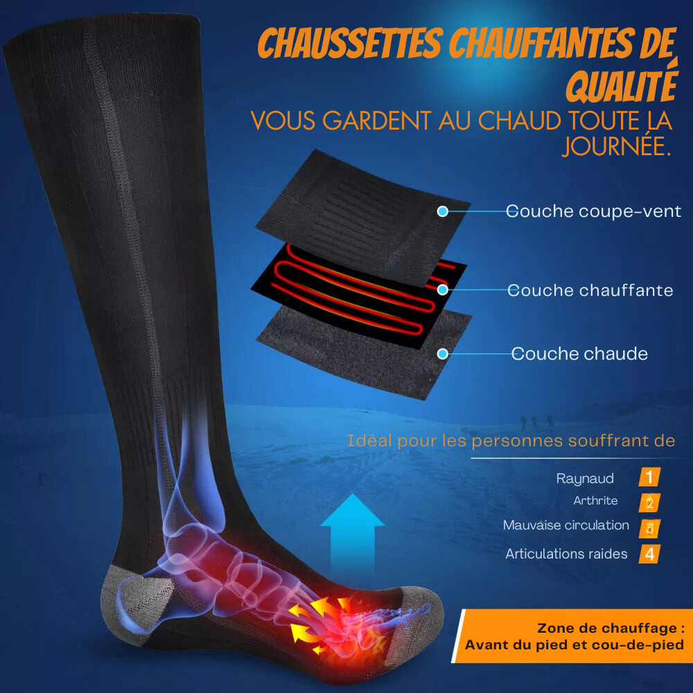 Chaussettes Chauffantes Unisexes Matt® avec Batterie de 4000mAh