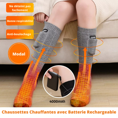 Chaussettes Chauffantes Unisexes Teah® avec Batterie Rechargeable de 4000 mAh