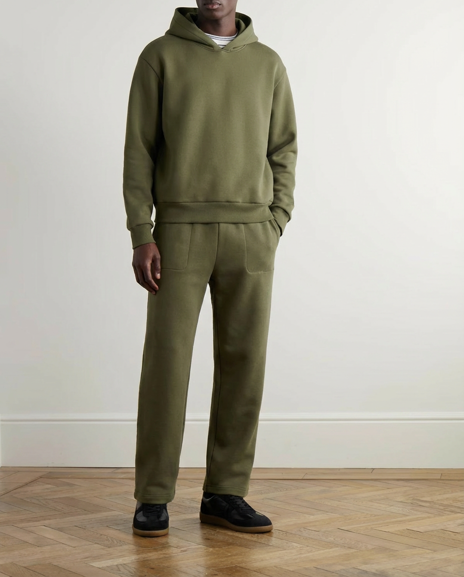 2-piece Loose Fit Hoodie and Joggers Set - Olive