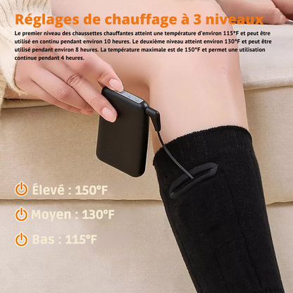 Chaussettes Chauffantes Unisexes Teah® avec Batterie Rechargeable de 4000 mAh