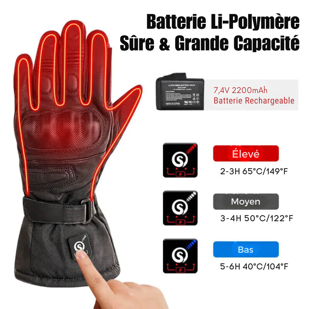 Gants de Moto Chauffants en Cuir de Mouton MotoHeat®