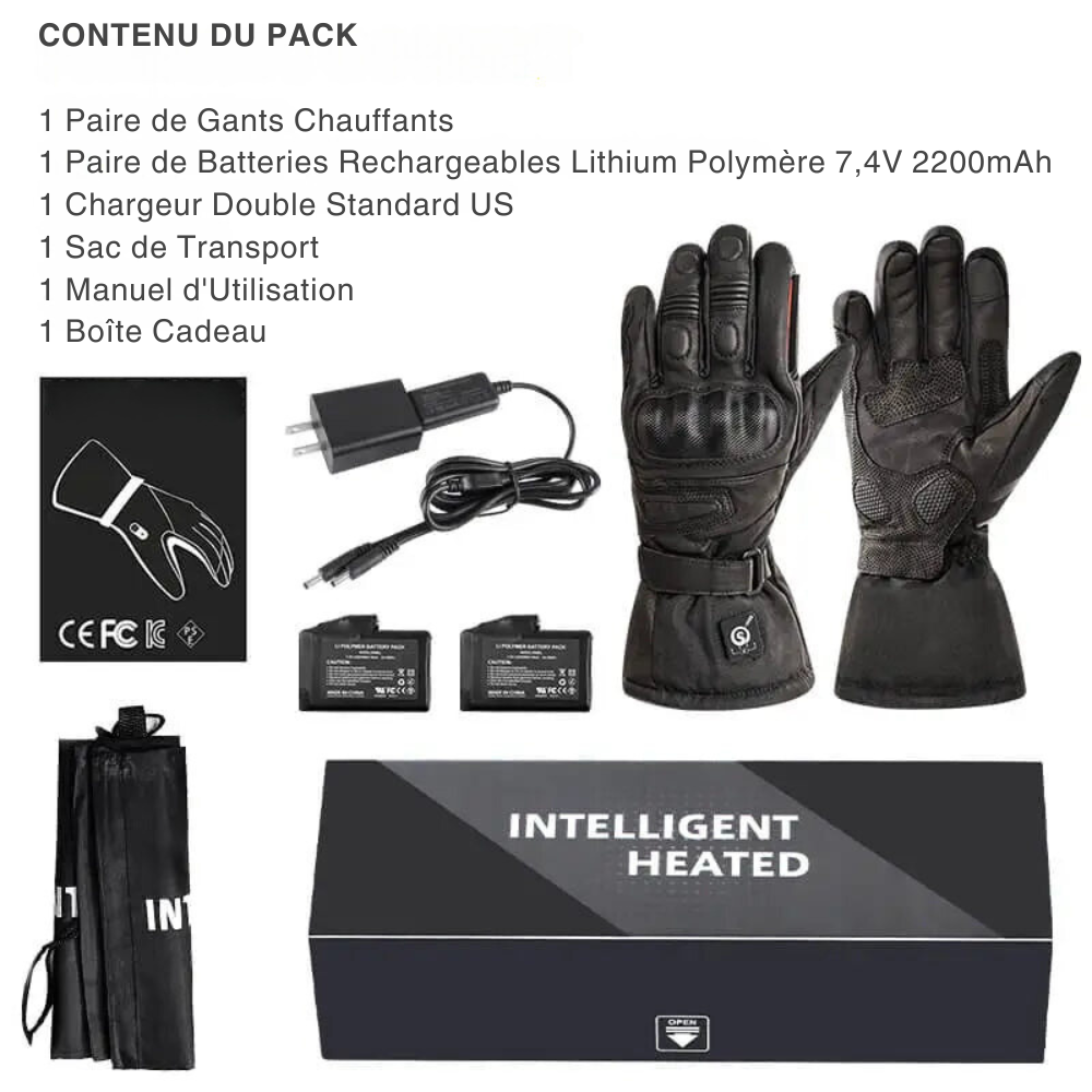 Gants de Moto Chauffants en Cuir de Mouton MotoHeat®