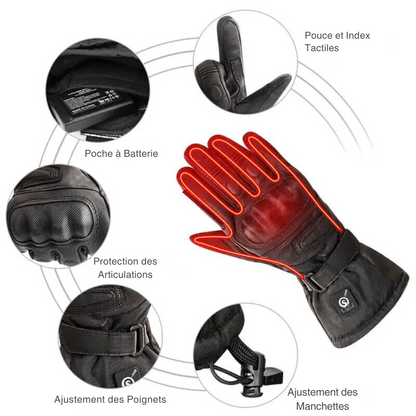 Gants de Moto Chauffants en Cuir de Mouton MotoHeat®