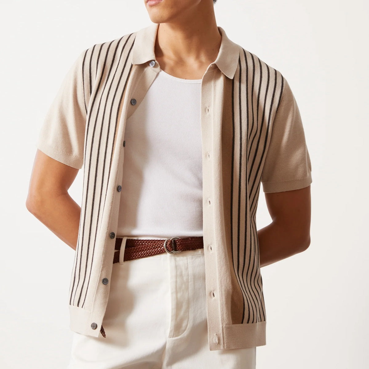 Polo Estiva Lavorata a Maglia Uomo