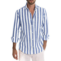 EASY - Camicia di Lino a Righe: L'Eleganza Estiva per l'Uomo Moderno 🌿 Aggiungi un tocco di freschezza e stile al tuo guardaroba con la nostra esclusiva EASY - Camicia di Lino a Righe! Perfetta per un'estate all'insegna del comfort e dell'eleganza. Scopri la camicia di lino perfetta per il look estivo. 👕 Eleganza senza sforzo: Realizzata in lino leggero e traspirante, questa camicia offre comfort e stile durante le giornate più calde.