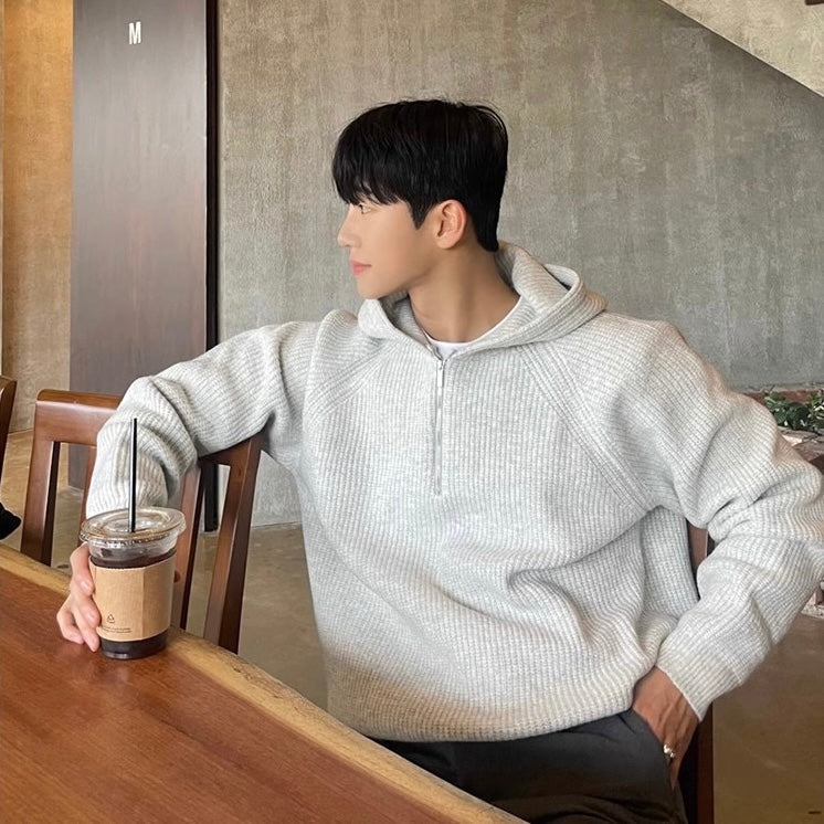 TAEGU Felpa con cappuccio Semi Zip