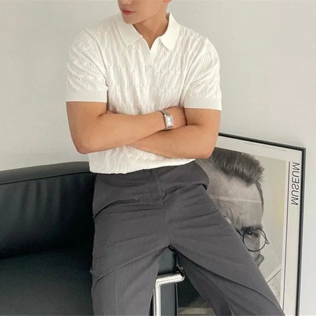 Polo lavorata a maglia uomo
