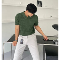 Polo lavorata a maglia uomo