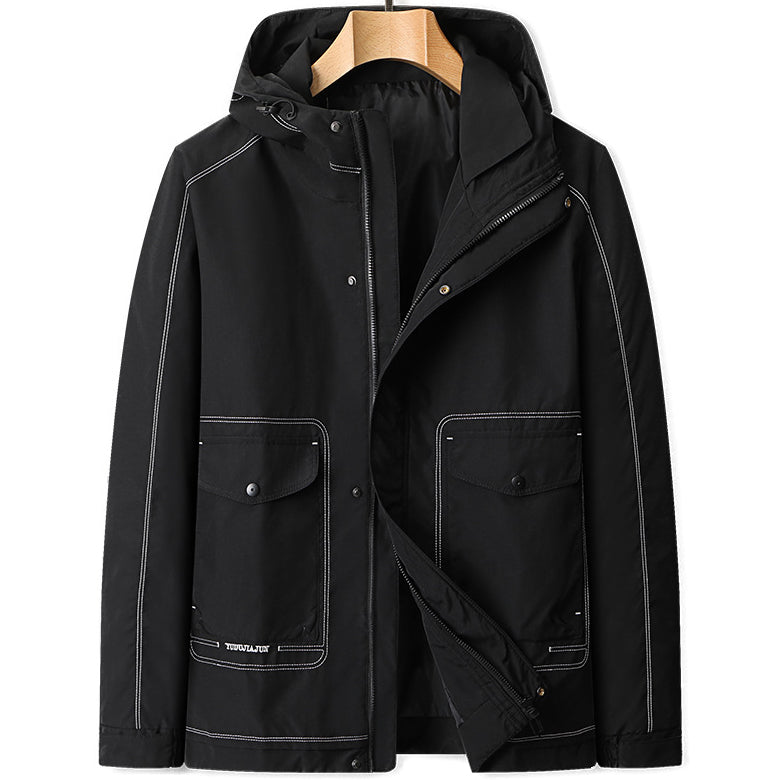 Giacca con cappuccio uomo con tasche a pattina per taglie forti