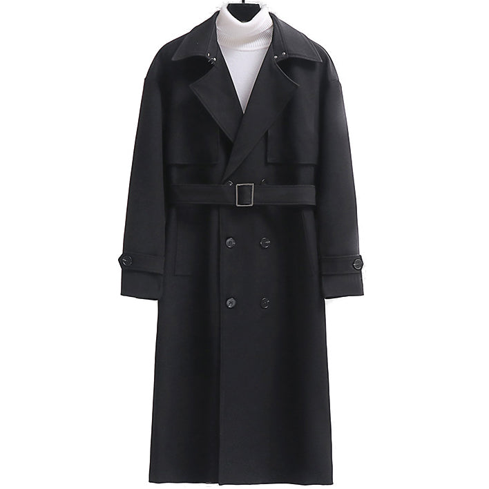 Trench lungo in poliestere per uomo taglie forti