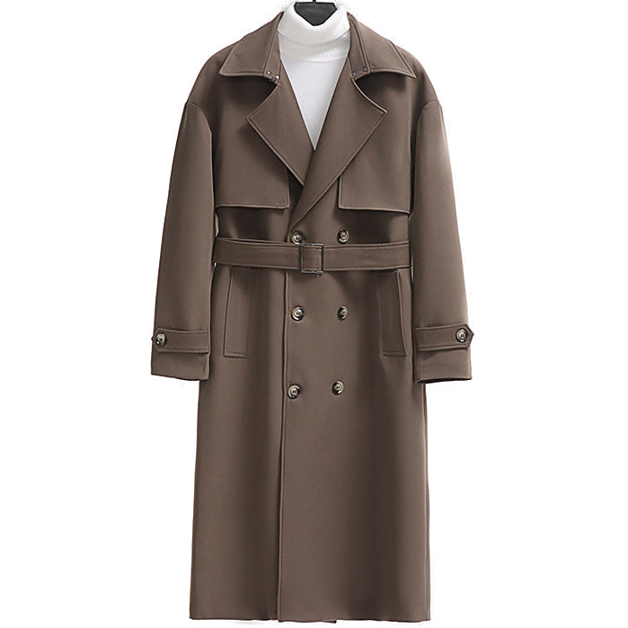 Trench lungo in poliestere per uomo taglie forti