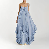 Vestito Maxi a Strati Elegante per Donna, Abito Lungo Senza Maniche