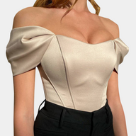 Top Scollato in Cotone Misto Donna