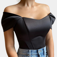 Top Scollato in Cotone Misto Donna