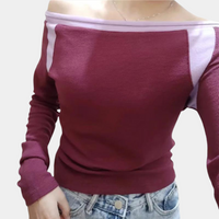 Top a Spalle Scoperte Viola in Poliestere - Elegante Top da Sera