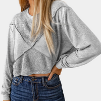 Top Estivo Grigio in Cotone con Design Patchwork
