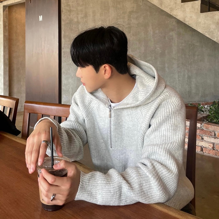 TAEGU Felpa con cappuccio Semi Zip