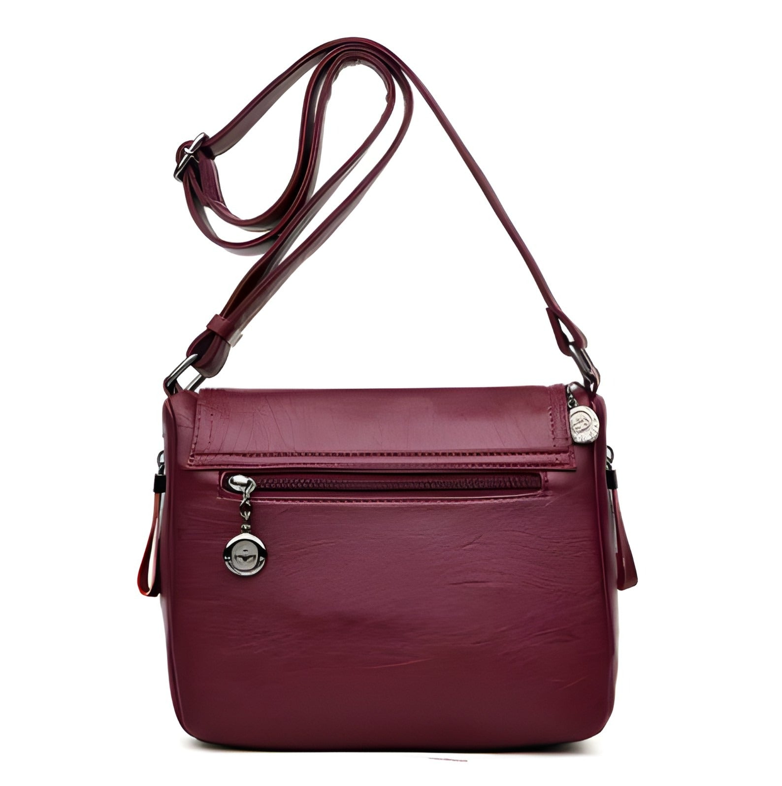 Borsa a tracolla in pelle con doppia patta | Pelle vegana con tracolla regolabile