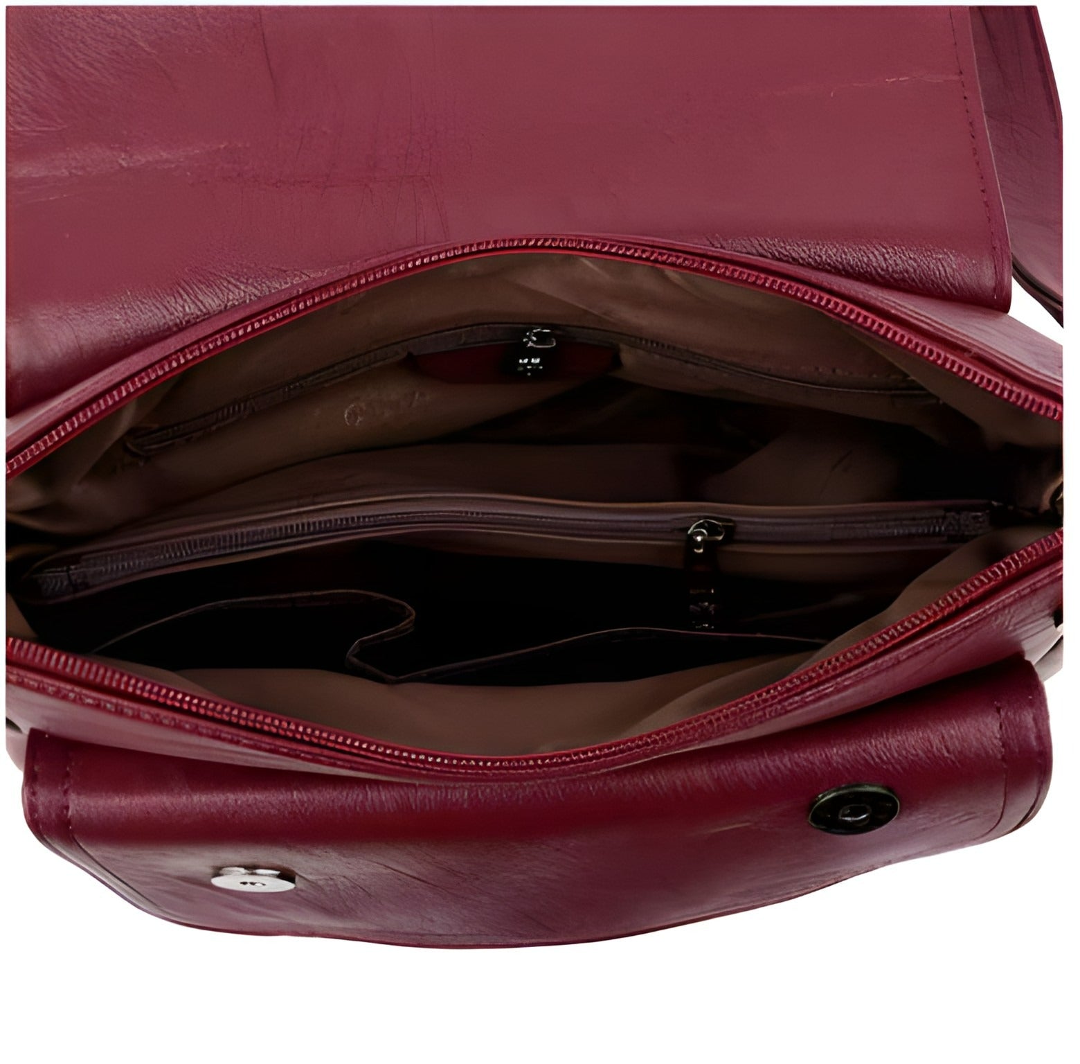 Borsa a tracolla in pelle con doppia patta | Pelle vegana con tracolla regolabile